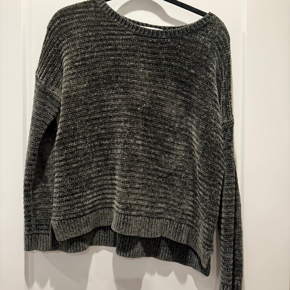 Cozy Minimalist Pink Rose Chenille Sweater M Forest Green Oversized Slouchy